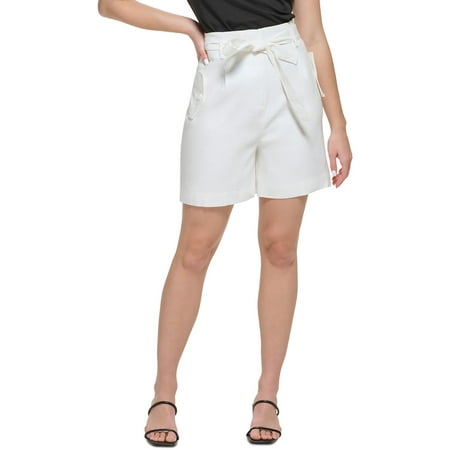 Calvin Klein Womens Linen Blend Mini High-Waist Shorts