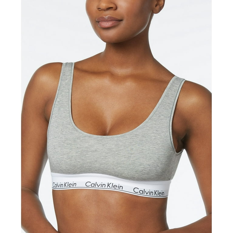 Calvin Klein Womens Logo Band Bralette,Grey Heather,X-Large