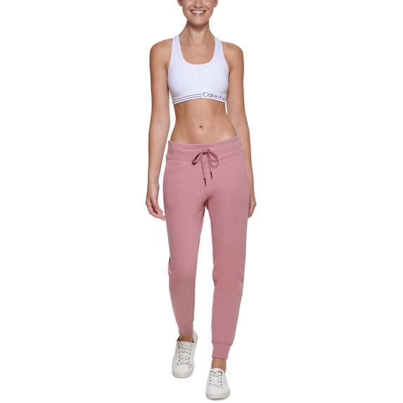 Calvin Klein Womens Mauve Pink Logo Rib-Trim Basic Jogger Sweatpants Size XS $59