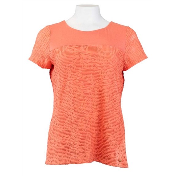 Calvin Klein Womens Metal Logo Bar Textured Tee