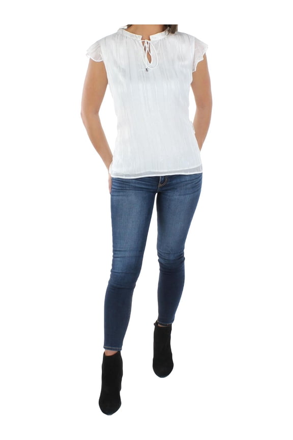 Womens Metallic Cap Sleeve Blouse