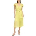 thumbnail image 1 of Calvin Klein Womens Metallic Chiffon Wrap Dress, 1 of 2