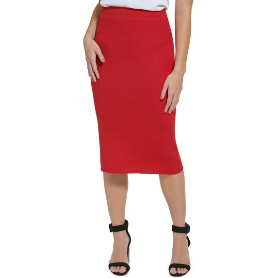 Calvin Klein Womens Metallic Midi Pencil Skirt