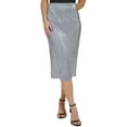 thumbnail image 1 of Calvin Klein Womens Metallic Pleated Midi Skirt, 1 of 2