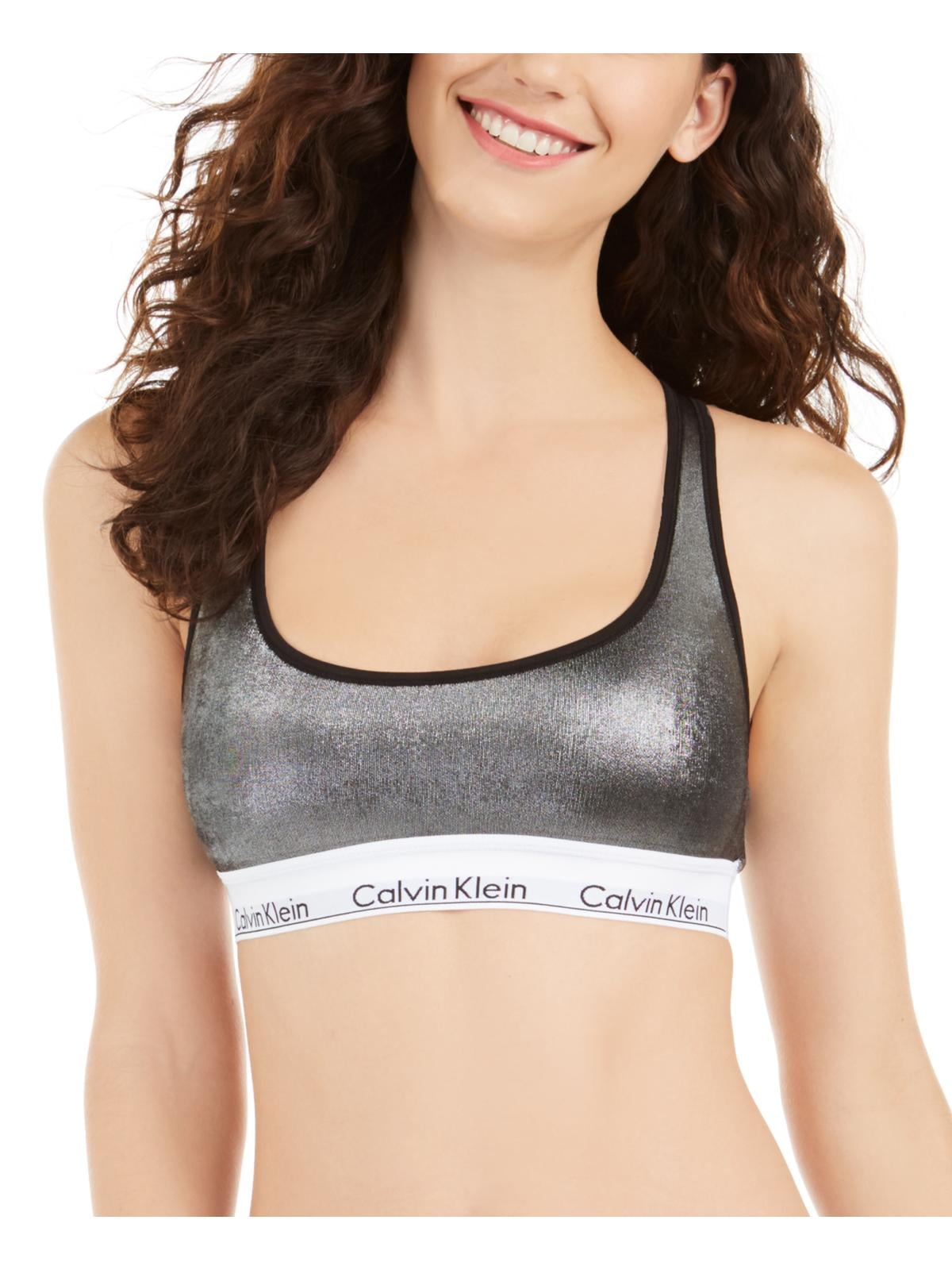 Calvin Klein Womens Invisibles Comfort Seamless Lift Mesh Bralette X-Small  Scoop Neck- Bare 