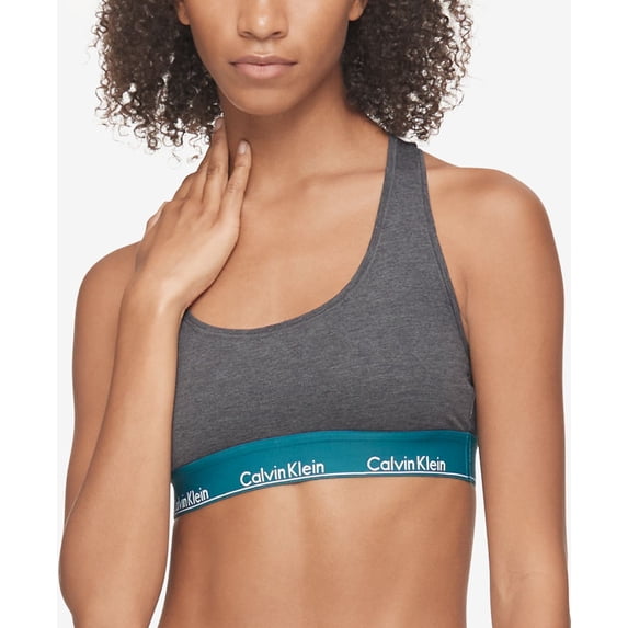 Calvin Klein Womens Modern Cotton Bralette,Charcoal Heather,X-Small