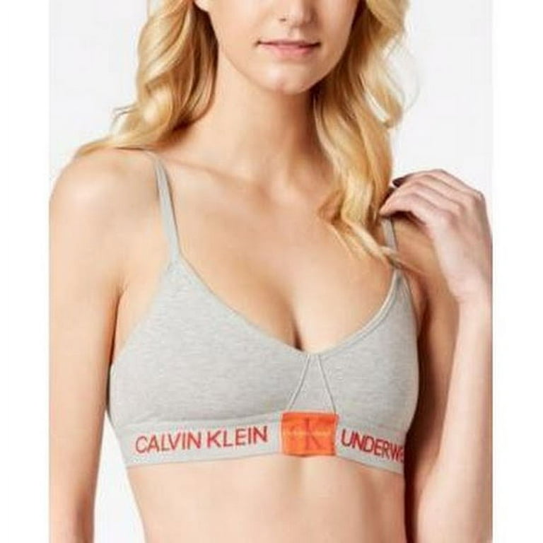 Calvin Klein Womens Monogram Unlined Triangle Bralette, Choose Sz/Color: XS/ Gray 