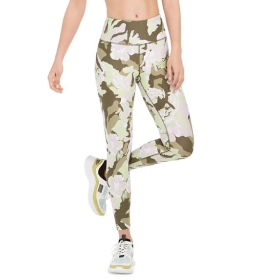 Calvin Klein Womens Moss Green Combo Floral High Waist 7/8 Leggings Size XS $59
