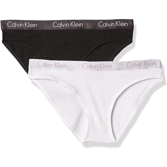 Calvin Klein Womens Motive Cotton Multipack Bikini Panty Large Charcoal/White