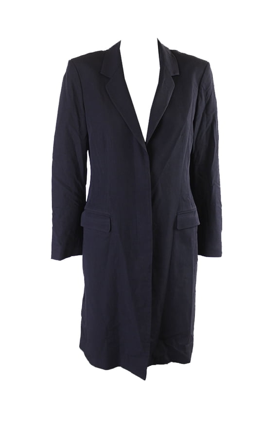 Womens Navy Notch Collar Coat S