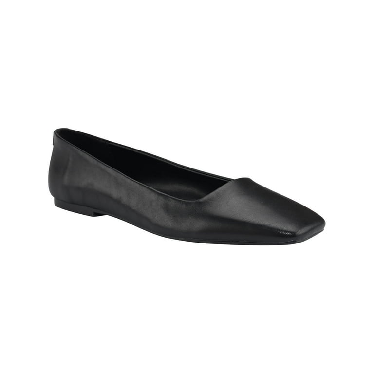 Calvin Klein Womens Nyta Leather Square Toe Ballet Flats Walmart