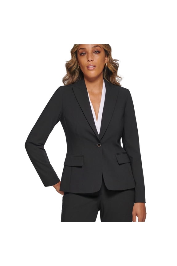 Womens One Button Blazer Black 16