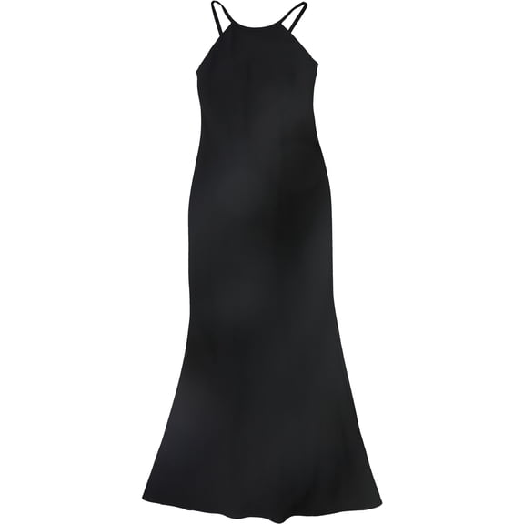 Calvin Klein Womens Open Back Gown Dress, Black, 6