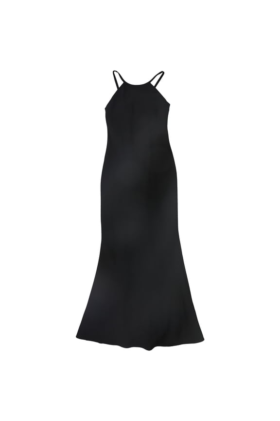 Womens Open Back Gown Dress, Black, 6