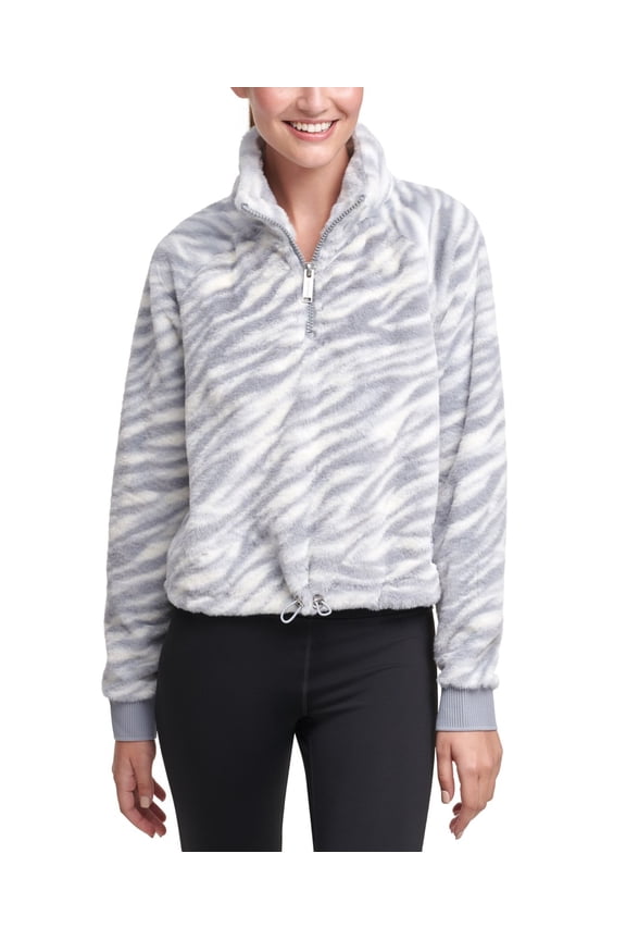 Womens Performance Animal-Print Half-Zip Top
