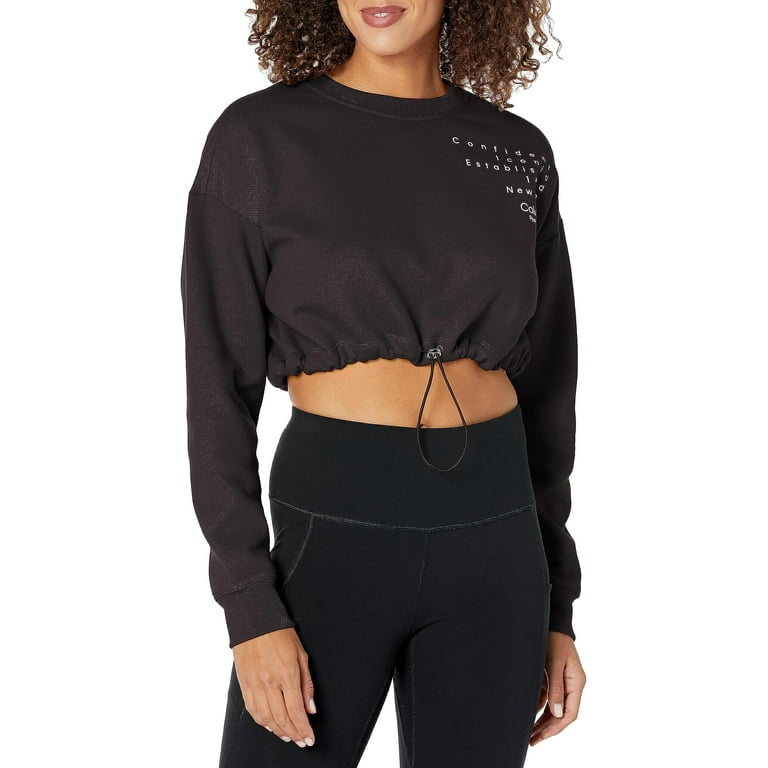 Calvin Klein Womens Performance Bungee-Hem Cropped Pullover Top