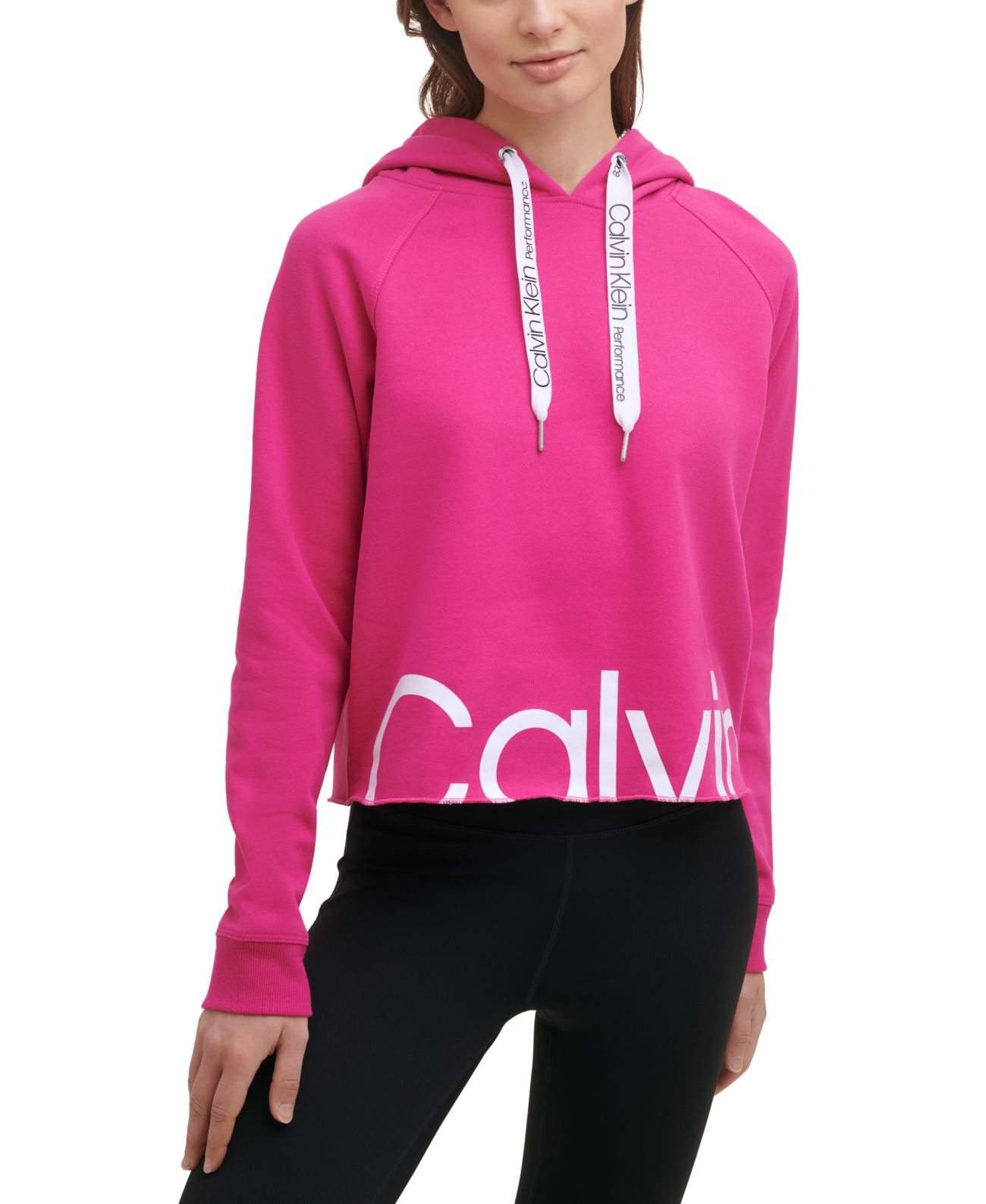 Calvin Klein Womens Performance Cropped Logo Hoodie