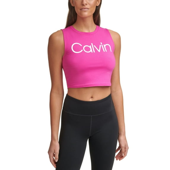 Calvin Klein Womens Performance Cropped Logo Top