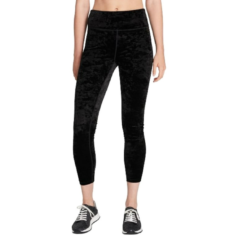 Calvin Klein Womens Performance Crushed Velvet Cropped Legging Size X-Small  Color Black 