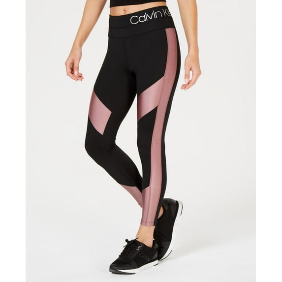 Calvin Klein Womens Performance High-Waist Colorblocked Leggings,Rosewood Combo,XS