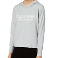 thumbnail image 1 of Calvin Klein Womens Performance Logo Cropped Hoodie,Pearl Heather Grey,Large, 1 of 2