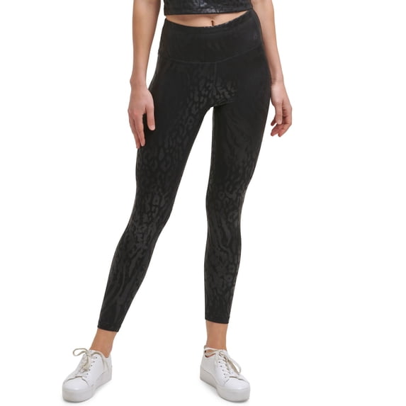 Calvin Klein Womens Performance Metallic-Print High-Waist 7/8 Length Leggings;XX-Large