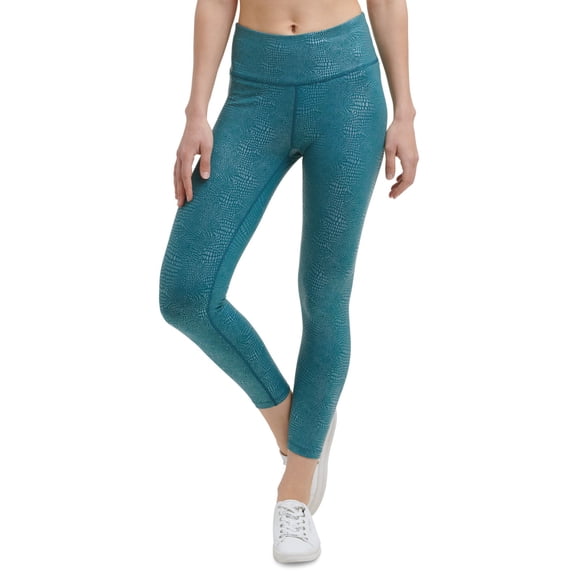 Calvin Klein Womens Performance Metallic-Print High-Waist 7/8 Length Leggings