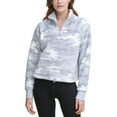 thumbnail image 1 of Calvin Klein Womens Performance Printed Quarter-Zip Cropped Top, 1 of 1