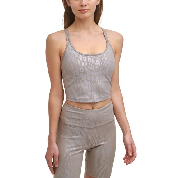 Calvin Klein Women's Printed Strappy Back Tank Top Brown Size Medium