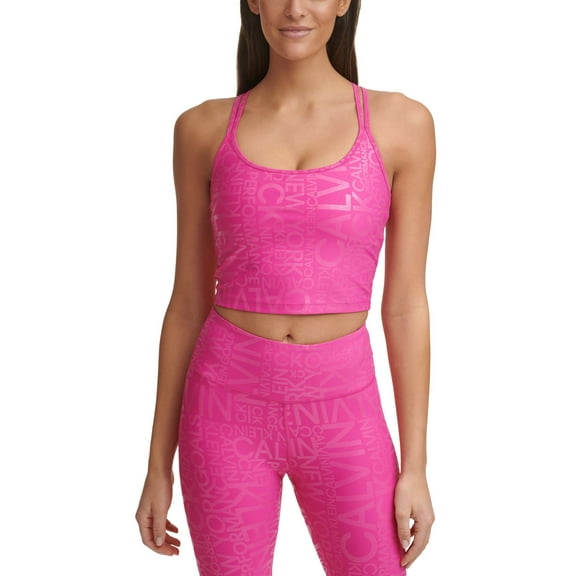 Calvin Klein Womens Performance Printed Strappy-Back Tank Top