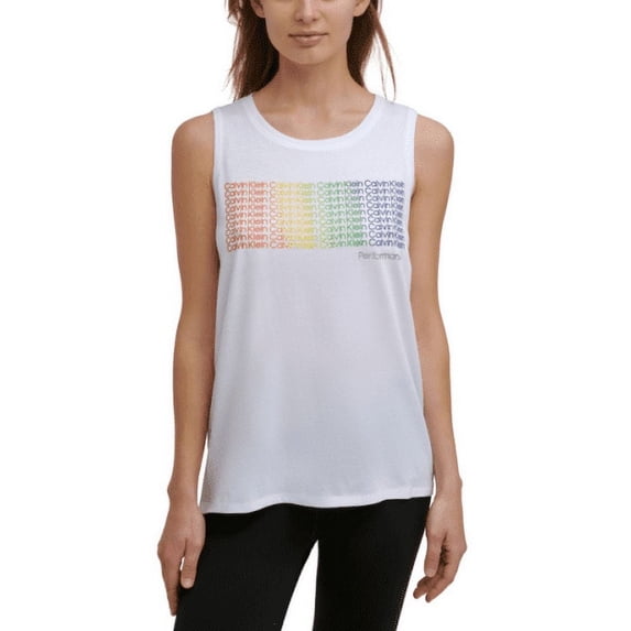 Calvin Klein Womens Performance Rainbow Mini Logo Top;Medium