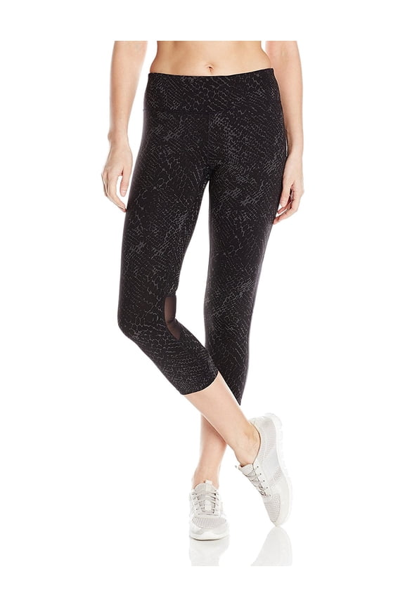 Womens Performance Reflective Snake Print Capri Leggings;XL