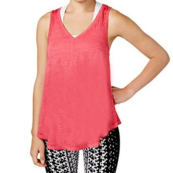 Calvin Klein Womens Performance Relaxed Icy Wash Tank Top Size Large Color Carmine
