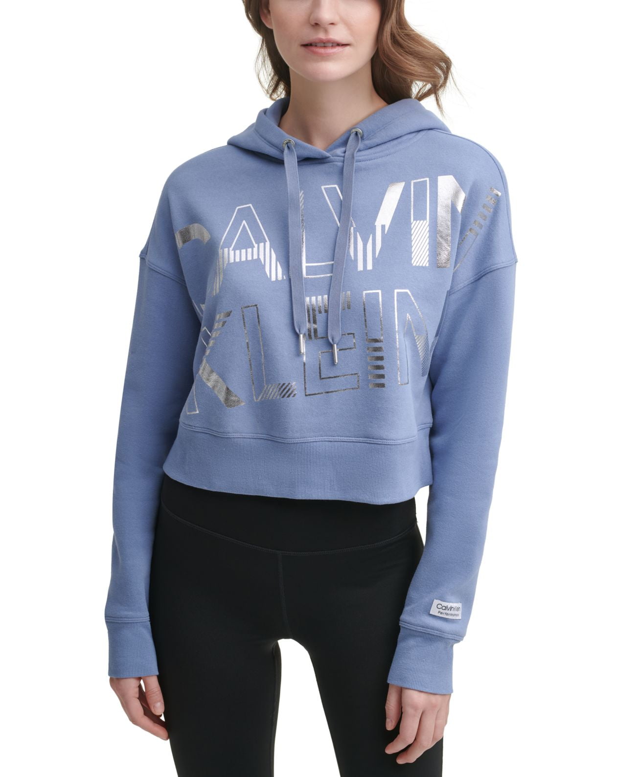 Calvin Klein Womens Performance Remix Logo Cropped Hoodie