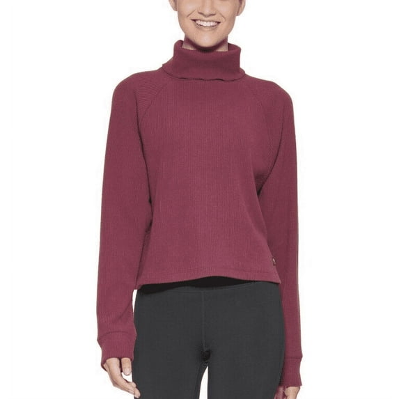 Calvin Klein Womens Performance Ribbed Turtleneck Top purple Size XS MSRP $70