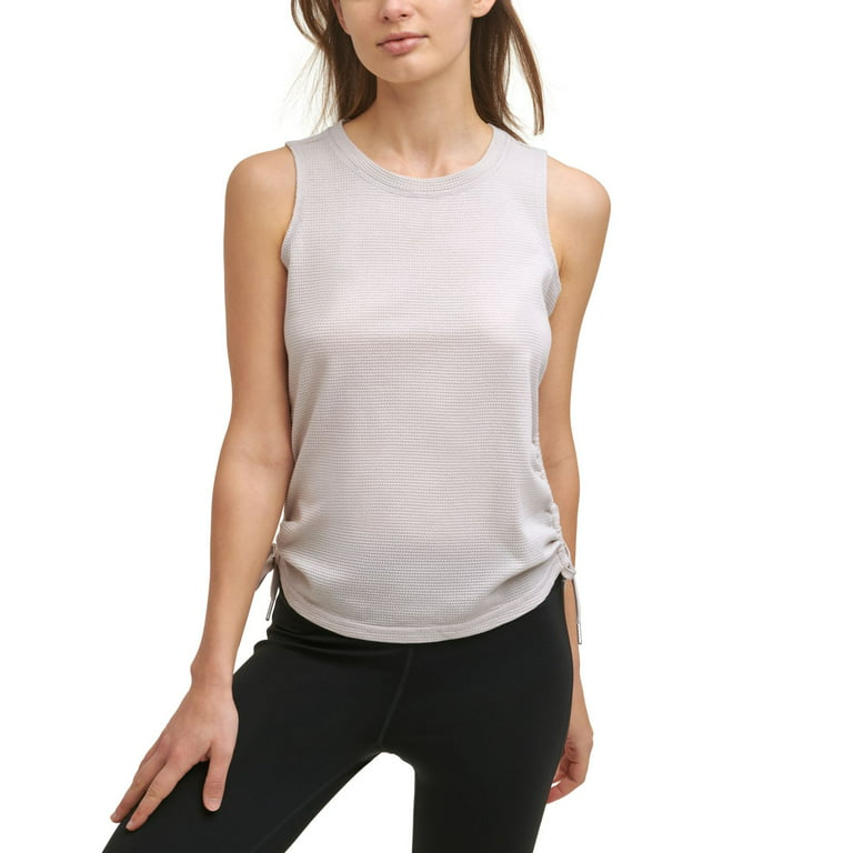 Calvin Klein Womens Performance Textured Ruched Side Tie Tank Top 
