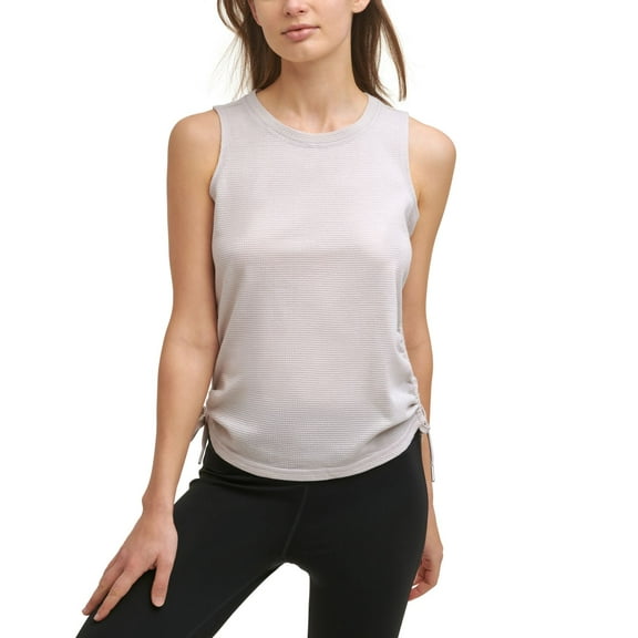 Calvin Klein Womens Performance Textured Ruched Side Tie Tank Top