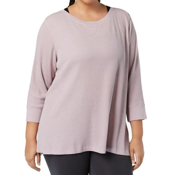 Calvin Klein Womens Performance Three Quarter Sleeves Lace Up Back Top