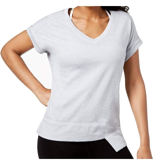 Calvin Klein Womens Performance V Neck Asymmetrical Hem Top