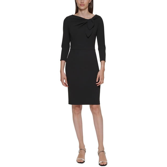 Calvin Klein Women's Bow Neck Sheath Dress Blue Size 6Petite