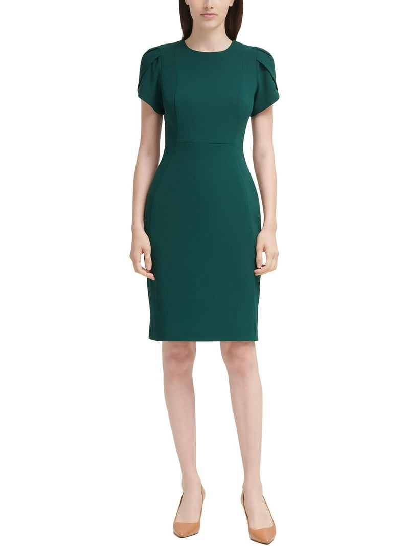 Calvin Klein Womens Petites Crepe Tulip-Sleeve Sheath Dress - Walmart.com