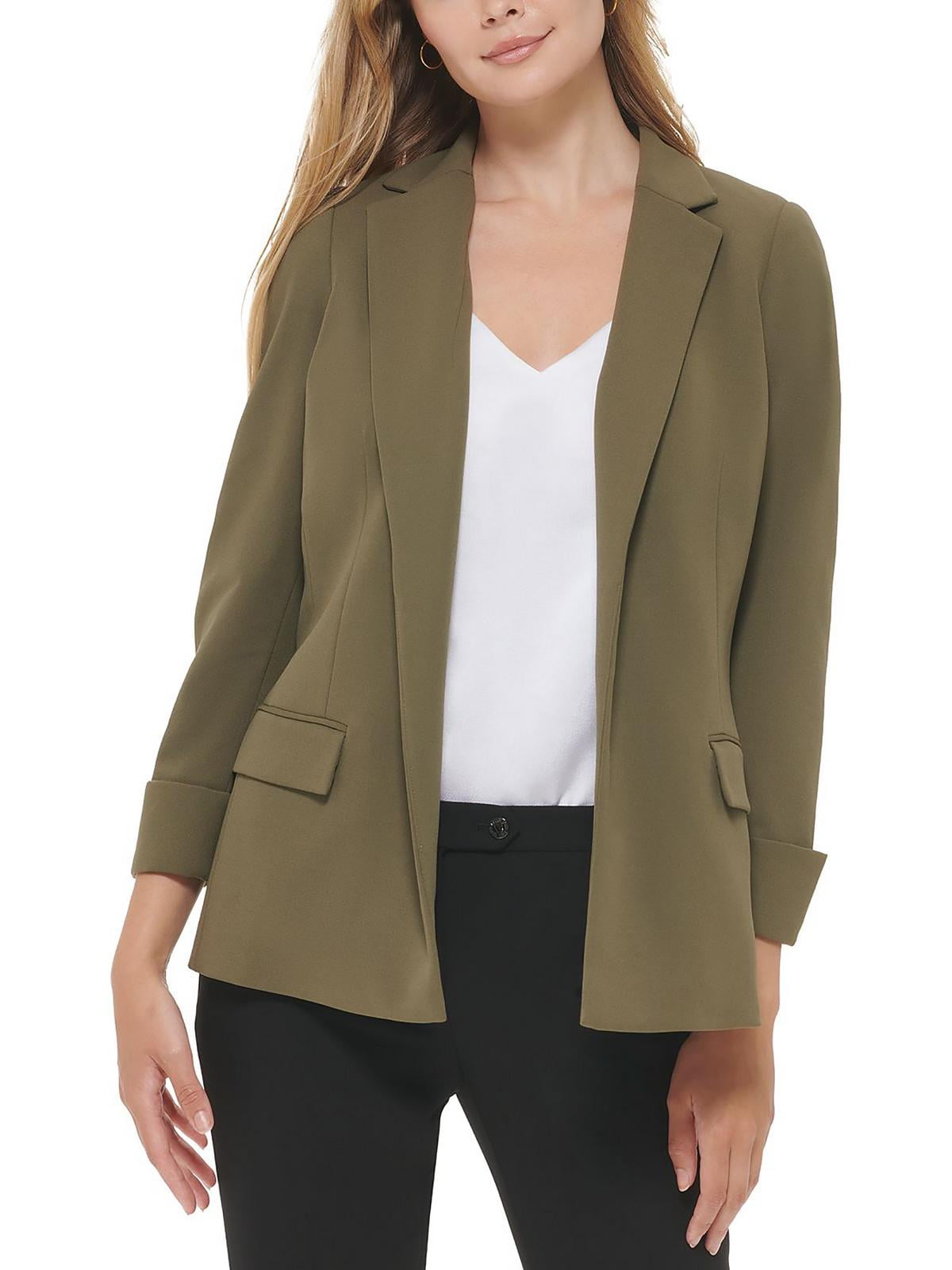 Calvin Klein Womens Petites Cuffed Notch Collar Open-Front Blazer ...