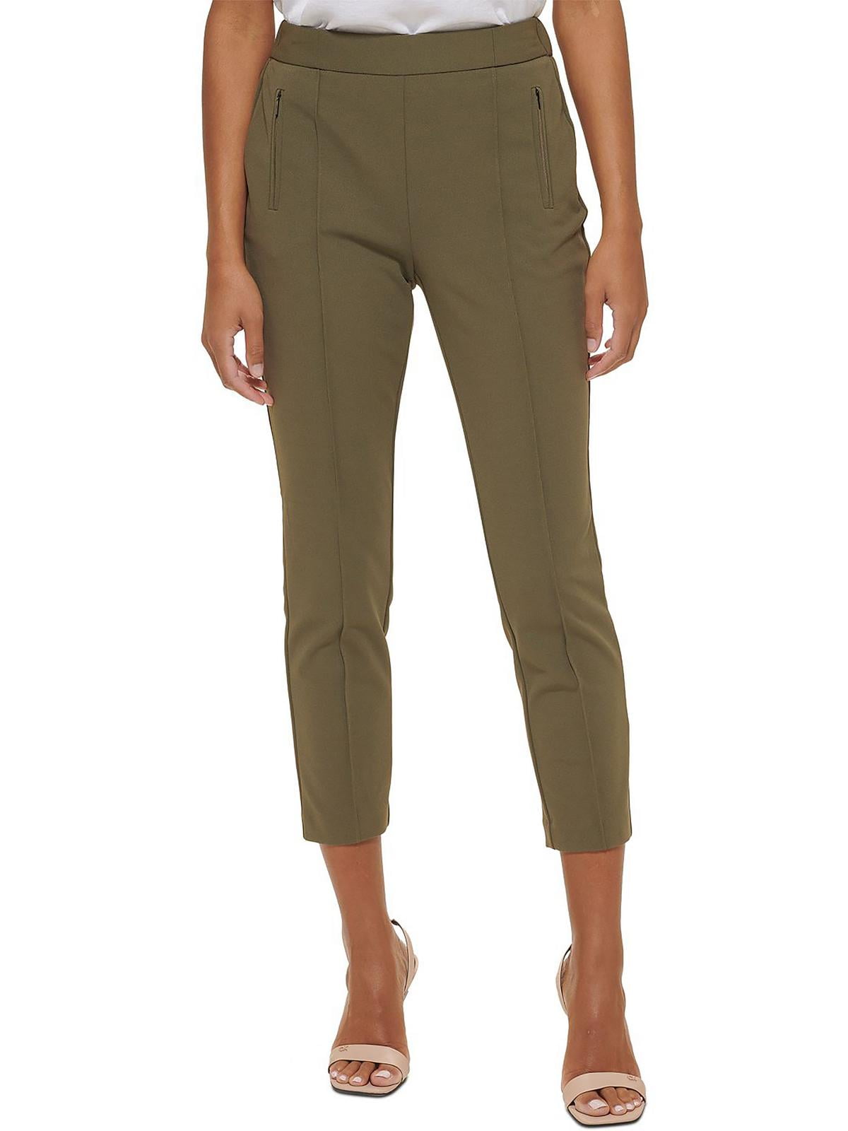 Calvin Klein Womens Petites High Rise Slim Leg Dress Pants