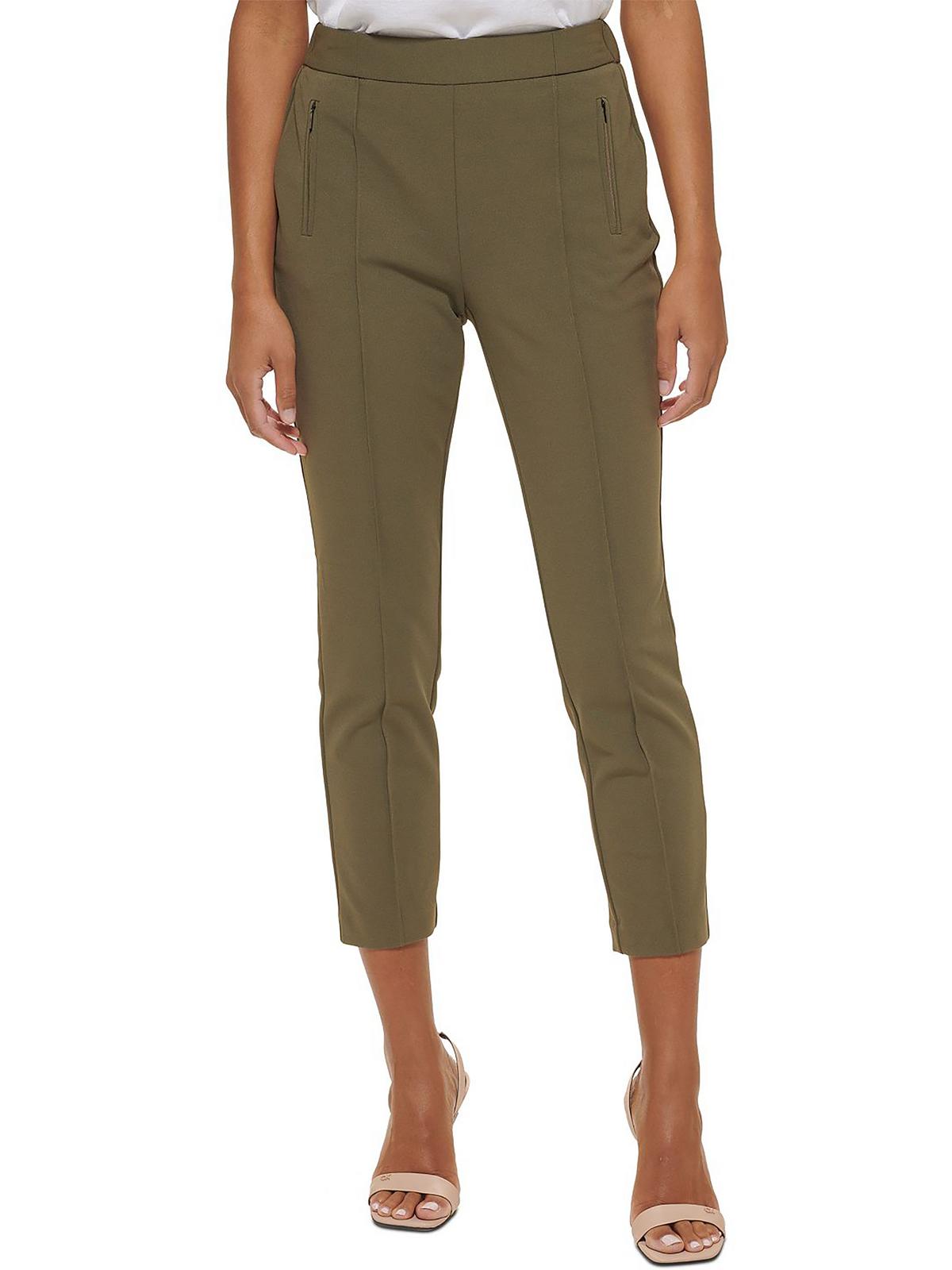 Calvin Klein Womens Petites High Rise Slim Leg Dress Pants