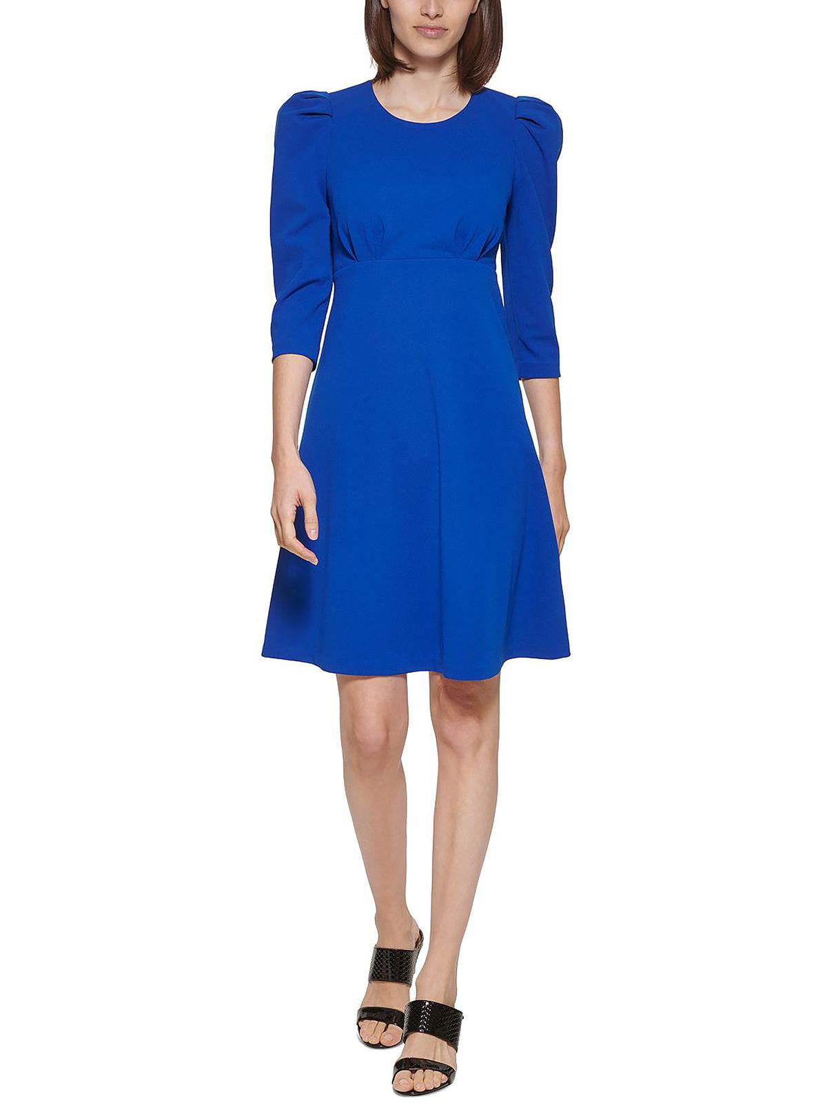 Calvin Klein Womens Petites Puff Sleeve Above Knee Fit & Flare Dress - Walmart.com Calvin Klein Womens Petites Puff Sleeve Above Knee Fit & Flare Dress - Walmart.com
