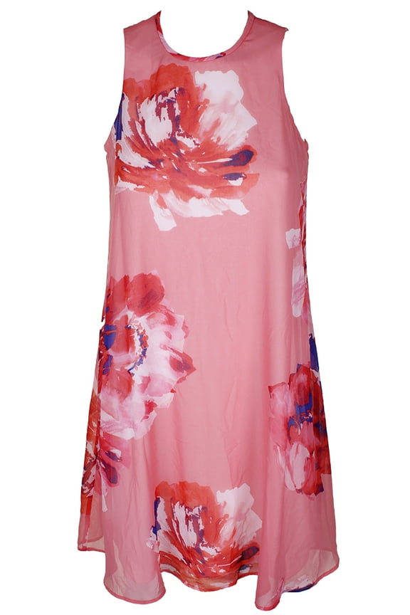 Womens Pink Multi Sleeveless Floral-Print Chiffon Shift Dress 2