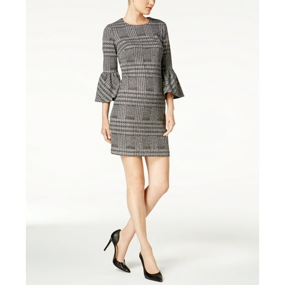 Calvin Klein Womens Plaid Tweed Wear to Work Dress