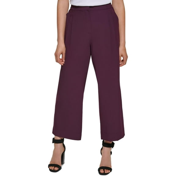 Calvin Klein Womens Wide Leg Cropped Pants Aubergine XL