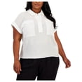 thumbnail image 1 of Calvin Klein Womens Plus Collared Textured Blouse, 1 of 1