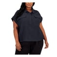thumbnail image 1 of Calvin Klein Womens Plus Collared Textured Blouse, 1 of 1